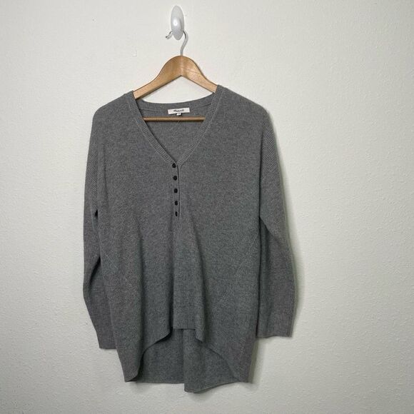 Madewell Women's Gray Waffle Knit Wool Alpaca Long Sleeve Top Size XS - Picture 1 of 8